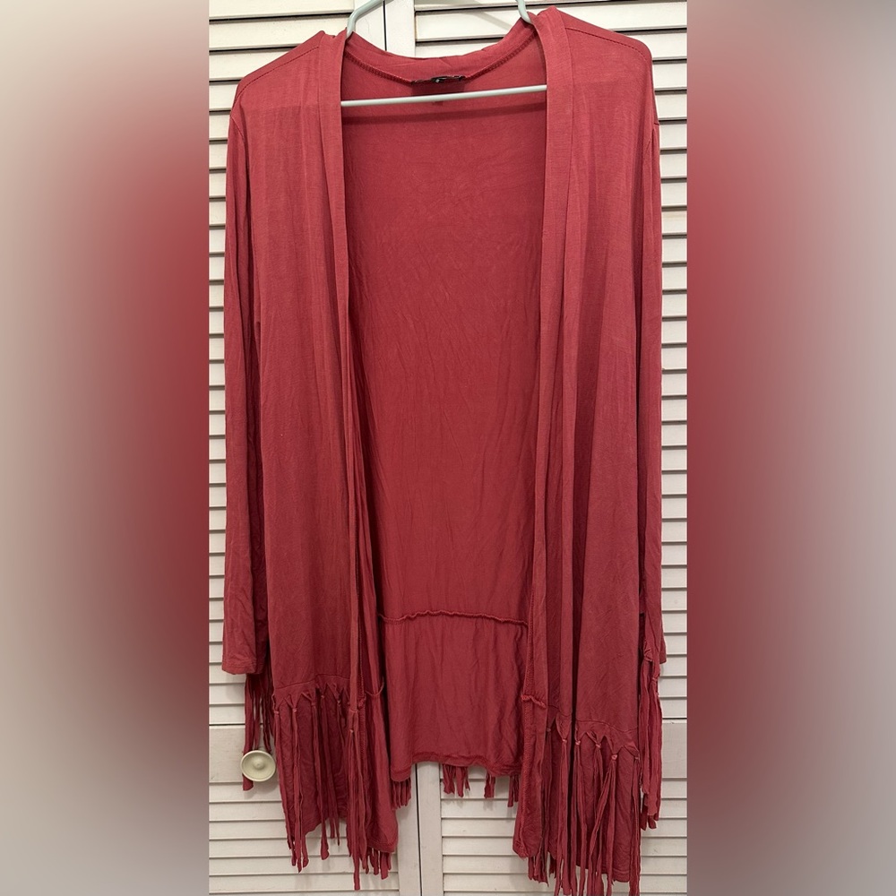 NWOT POL Fringe Open Cardigan